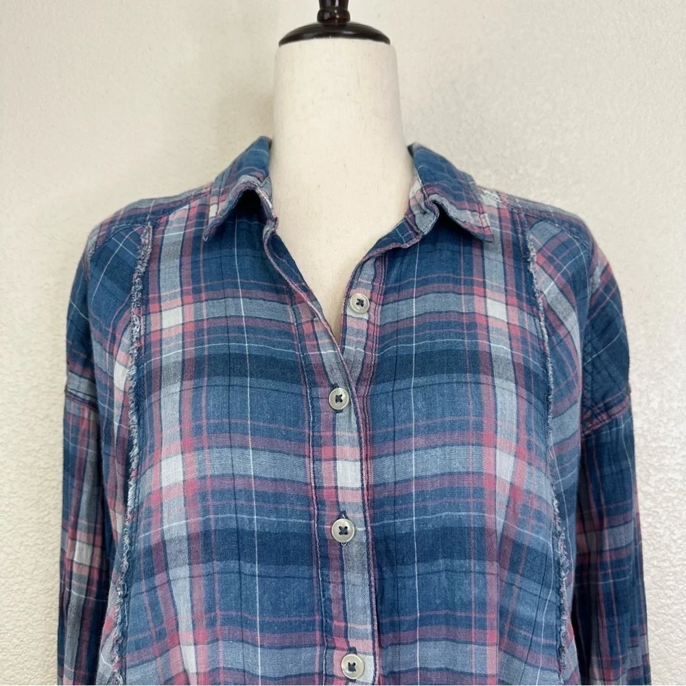 Free People We the Free Seeking Starlight Oversized Plaid Button Down, Size XS